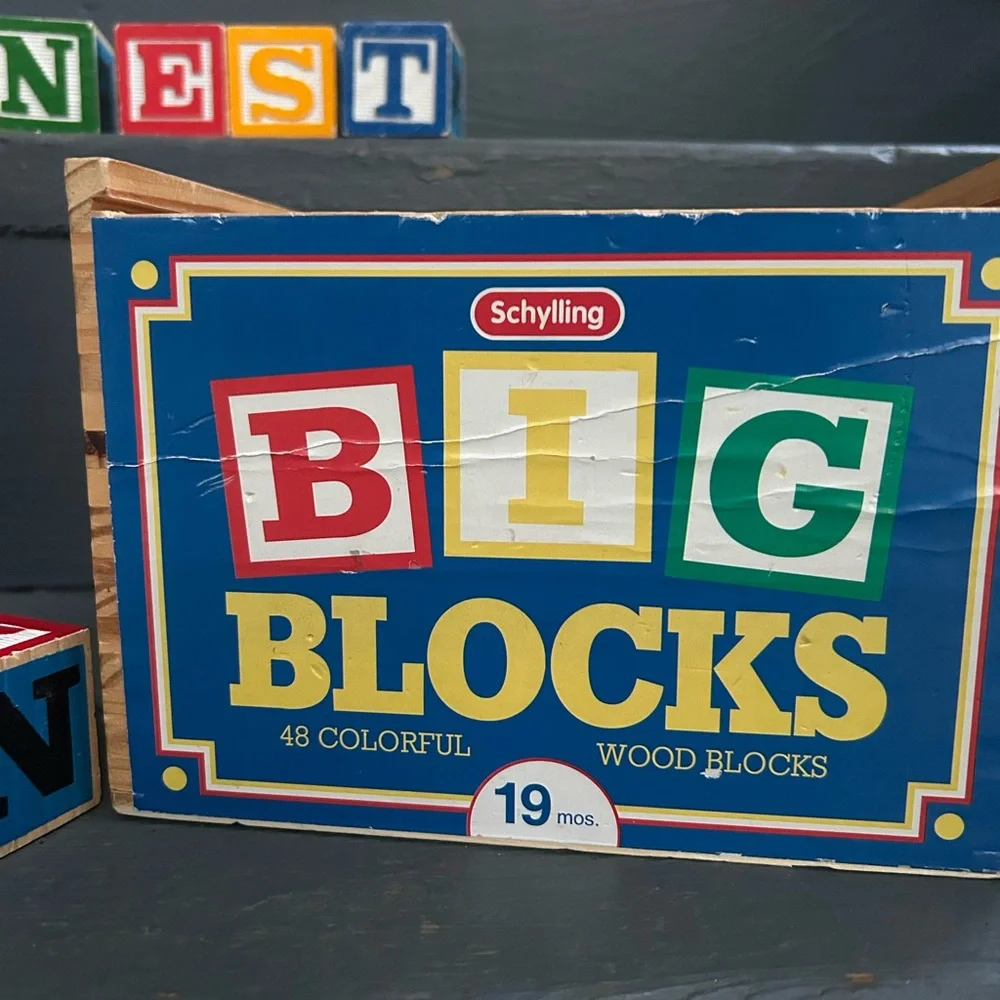 SCHYLLING. Big Blocks 48 Played with ABC's 1"5/8 in.  Wood Case. - Picture 2 of 7